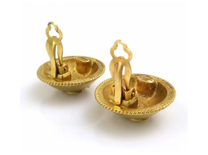 Pendientes de clip dorados Chanel - vista 6
