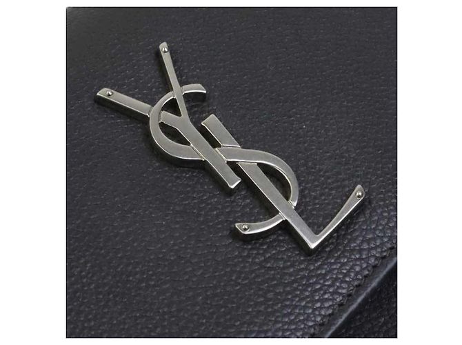Borsa a tracolla in pelle grigia Saint Laurent Marrone - vista 12