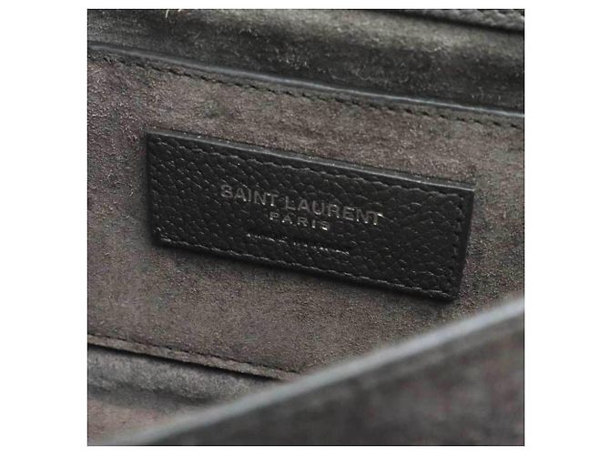 Borsa a tracolla in pelle grigia Saint Laurent Marrone - vista 15