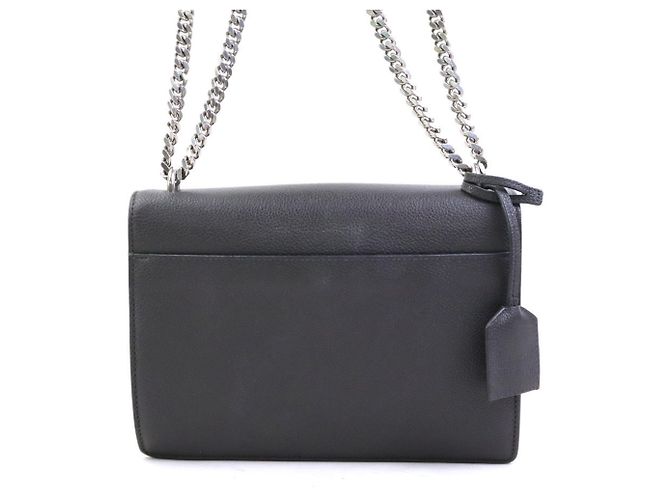 Borsa a tracolla in pelle grigia Saint Laurent Marrone - vista 3