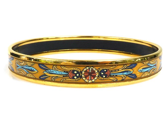 Hermès Bracciale rigido in smalto multicolore oro Hermes D'oro - vista 2