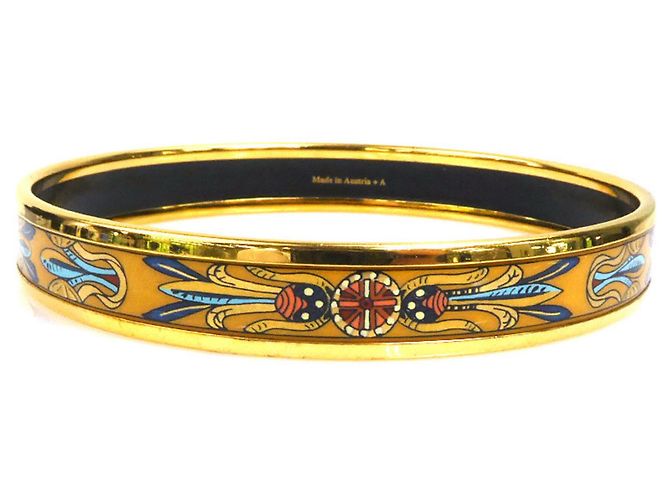 Hermès Bracciale rigido in smalto multicolore oro Hermes D'oro - vista 3