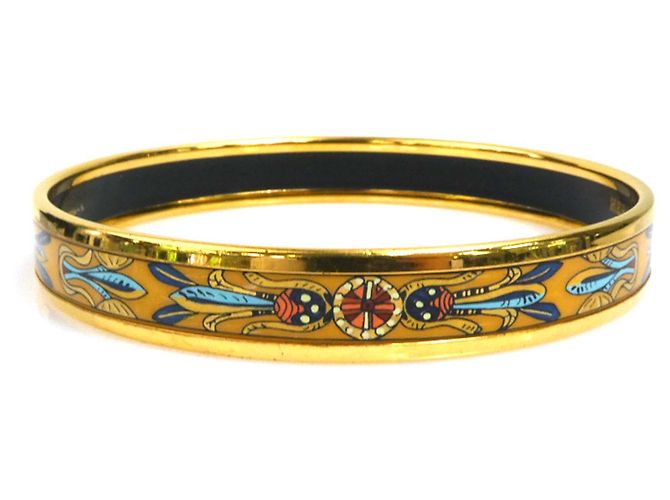 Hermès Bracciale rigido in smalto multicolore oro Hermes D'oro - vista 4