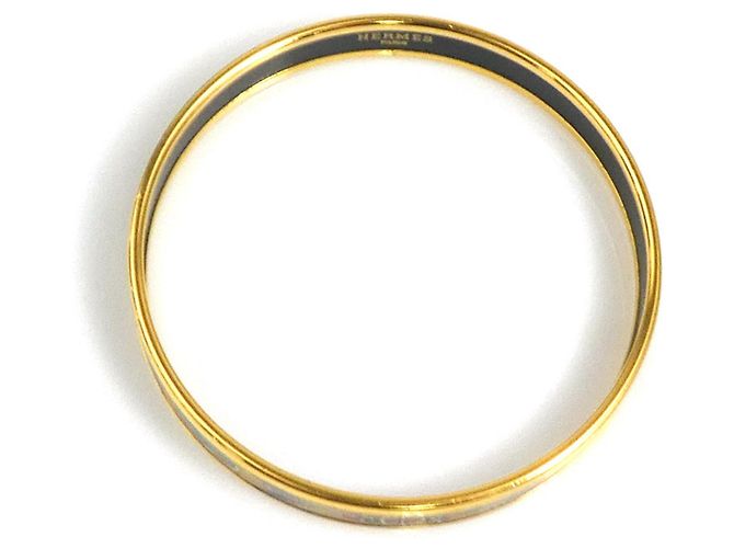 Hermès Bracciale rigido in smalto multicolore oro Hermes D'oro - vista 5