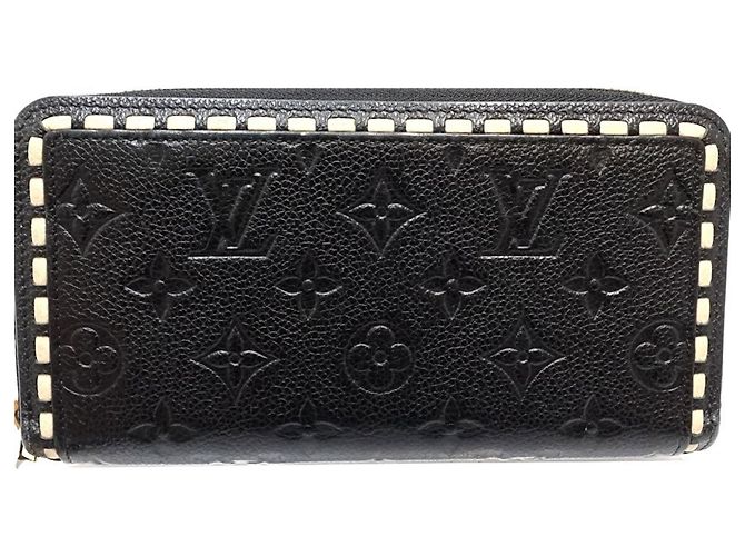 Louis Vuitton Monogram Empreinte Stitch Long Wallet Schwarz Beige - Ansicht 3