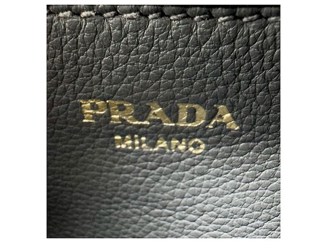 Borsa a tracolla in pelle grigia Prada Marrone - vista 12