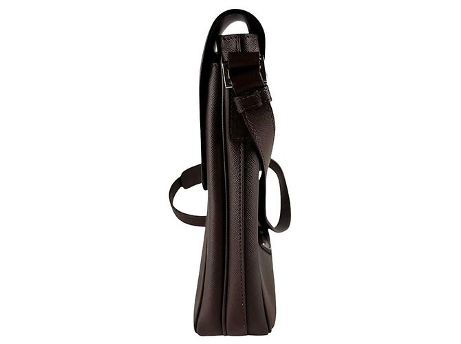 Borsa a tracolla in pelle marrone Prada - vista 2