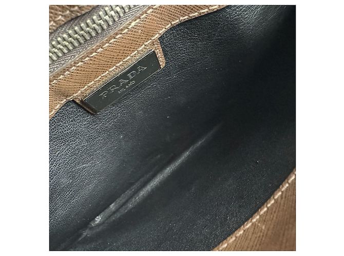 Borsa a tracolla in pelle marrone Prada - vista 5
