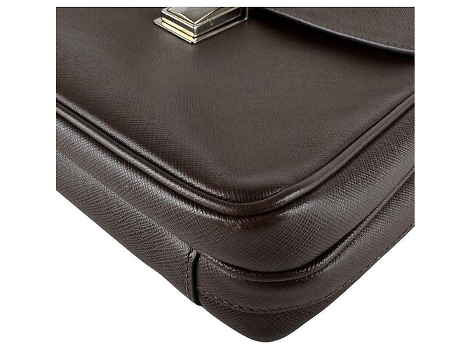 Borsa a tracolla in pelle marrone Prada - vista 8