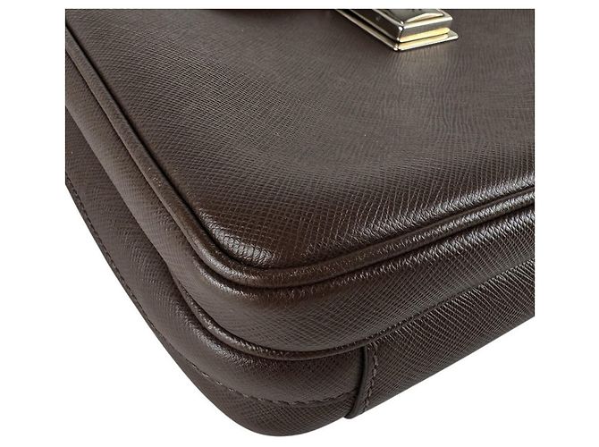 Borsa a tracolla in pelle marrone Prada - vista 9