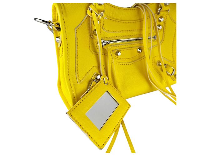 Balenciaga Mini City Leder Schultertasche Gelb - Ansicht 11
