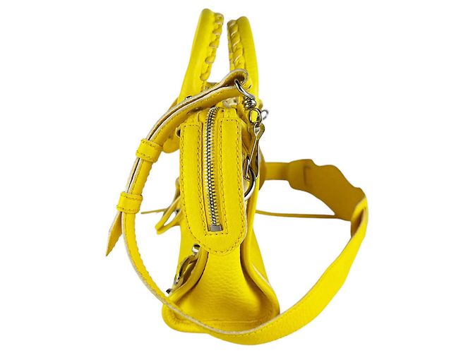 Balenciaga Mini City Leder Schultertasche Gelb - Ansicht 2