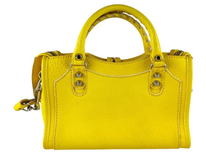 Balenciaga Mini City Leder Schultertasche Gelb - Ansicht 3