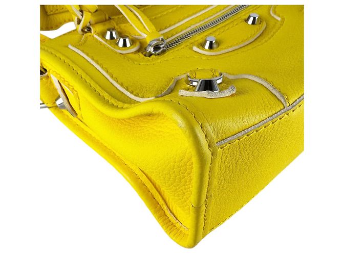Balenciaga Mini City Leder Schultertasche Gelb - Ansicht 9