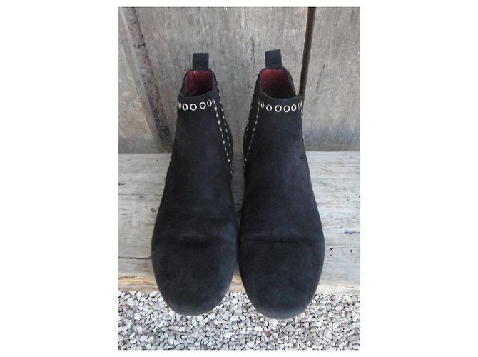 Stivaletti Isabel Marant in scamosciato nero con borchie - vista 4