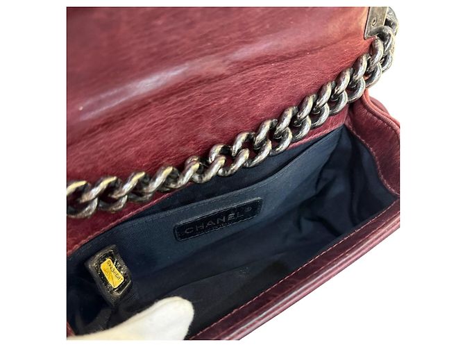 Chanel Borsa Boy Small Double Stitch Pelle di Vitello Bordò - vista 5