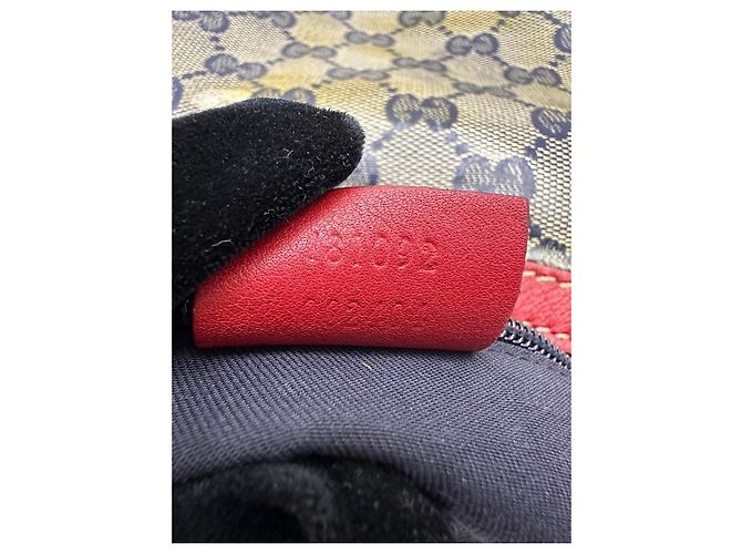 Gucci GG Canvas Hobo Schultertasche Rot Beige Dunkelblau - Ansicht 12