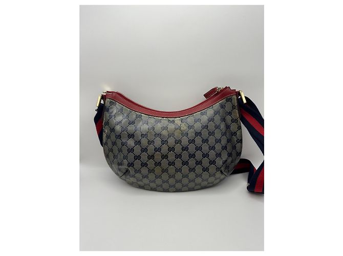 Gucci GG Canvas Hobo Schultertasche Rot Beige Dunkelblau - Ansicht 2