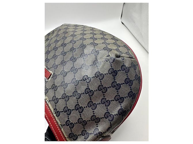 Gucci GG Canvas Hobo Schultertasche Rot Beige Dunkelblau - Ansicht 5