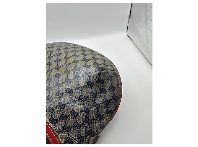 Gucci GG Canvas Hobo Schultertasche Rot Beige Dunkelblau - Ansicht 6