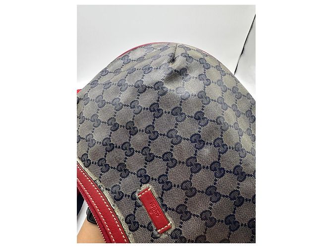 Gucci GG Canvas Hobo Schultertasche Rot Beige Dunkelblau - Ansicht 8