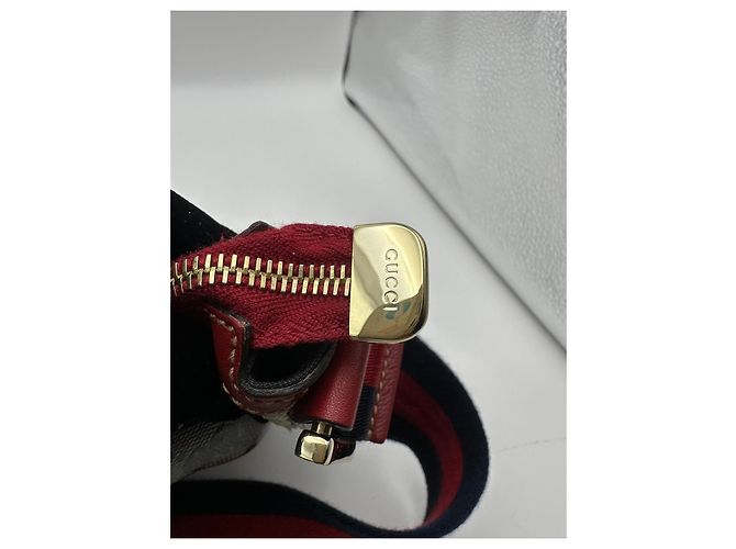 Gucci GG Canvas Hobo Schultertasche Rot Beige Dunkelblau - Ansicht 9