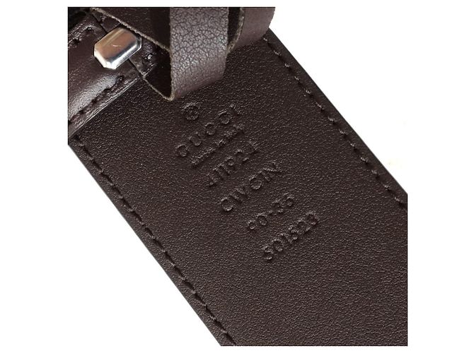 Cinturón de cuero con Interlocking G GUCCI Marrón oscuro - vista 12