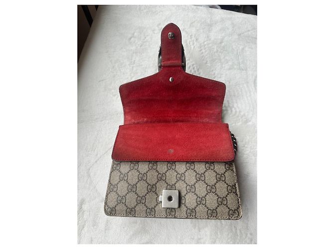 Gucci Dionysus GG Supreme Borsa a Catena Rosso Beige - vista 12