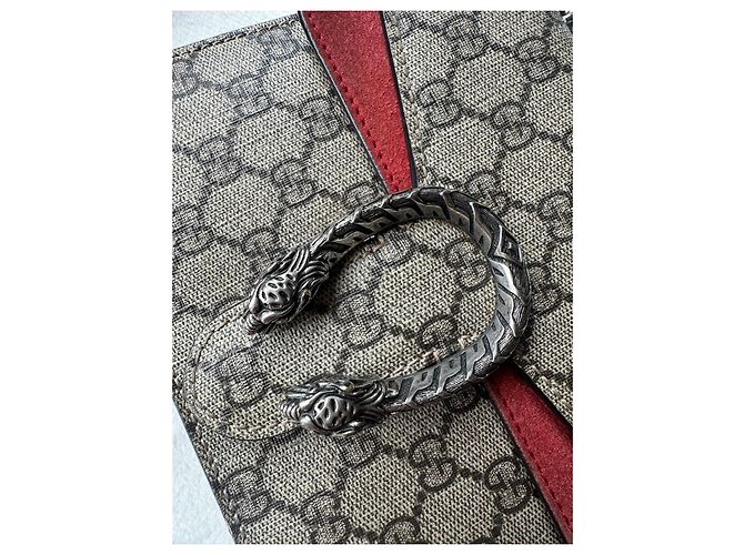 Gucci Dionysus GG Supreme Borsa a Catena Rosso Beige - vista 3