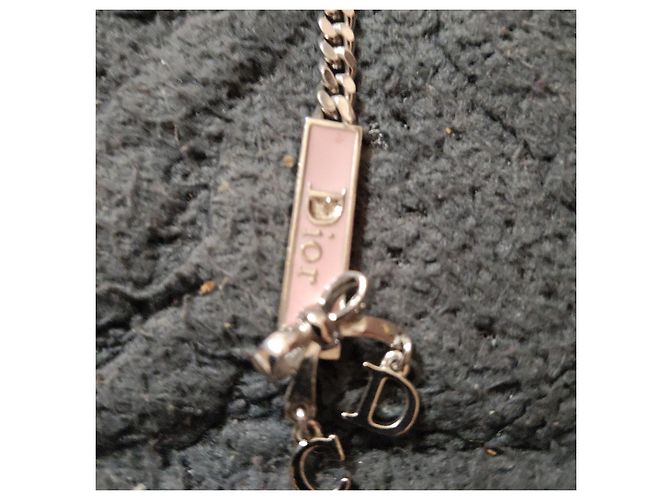 Bracciale Dior in metallo argentato ed smalto rosa Argento - vista 3