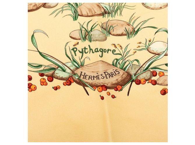 Hermès Sciarpa/Foulard Hermes Carre 90 Pythagore Multicolore Beige - vista 3