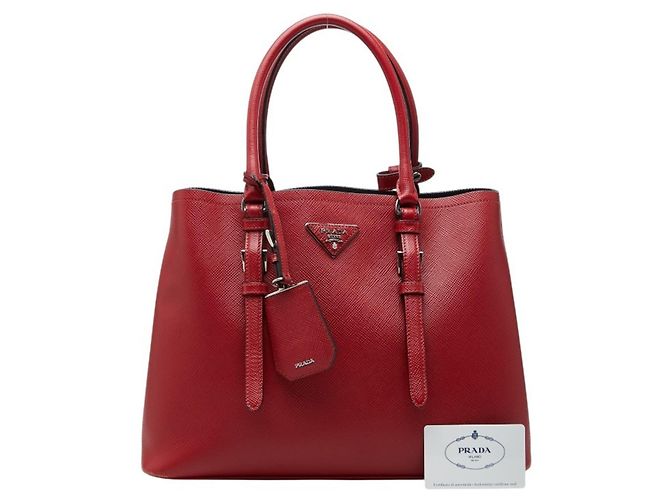 Bolso Tote de cuero Saffiano rojo Prada Roja - vista 11