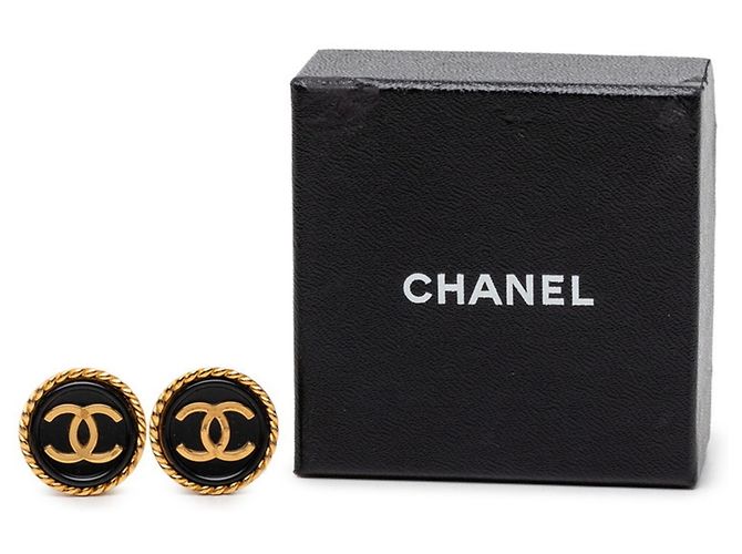 Timeless Orecchini Chanel Vintage Coco Mark Nero D'oro - vista 4