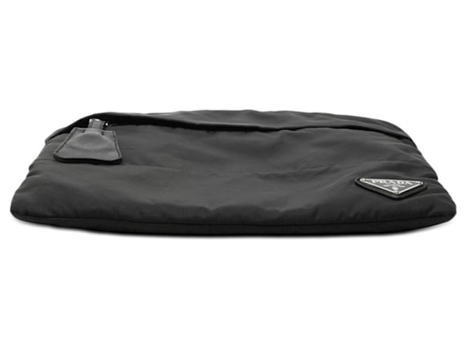 Borsa a tracolla con placca logo Triangle Prada Nero - vista 3