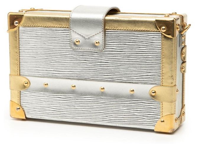 Borsa a tracolla Louis Vuitton Metallic Epi Petite Malle Argento D'oro - vista 2