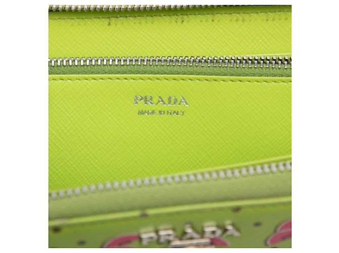 Cartera larga de cuero Saffiano verde Prada - vista 5