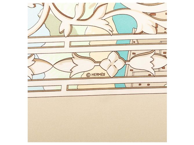 Hermès Hermes Carre 90 Le Fleuve Sacr Scarf Multicolore Beige - vista 3