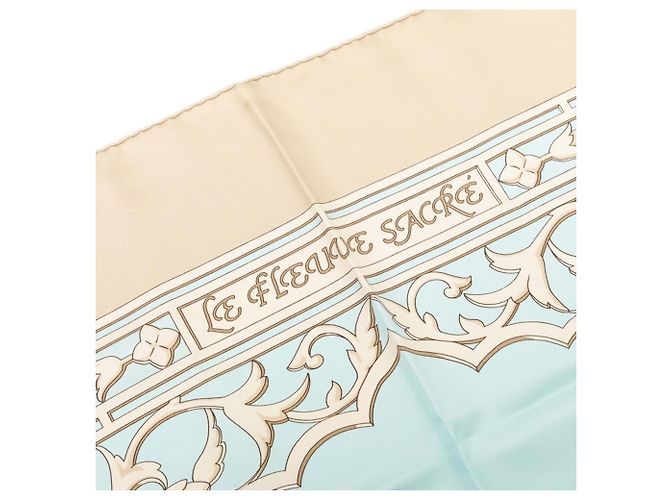 Hermès Hermes Carre 90 Le Fleuve Sacr Scarf Multicolore Beige - vista 6