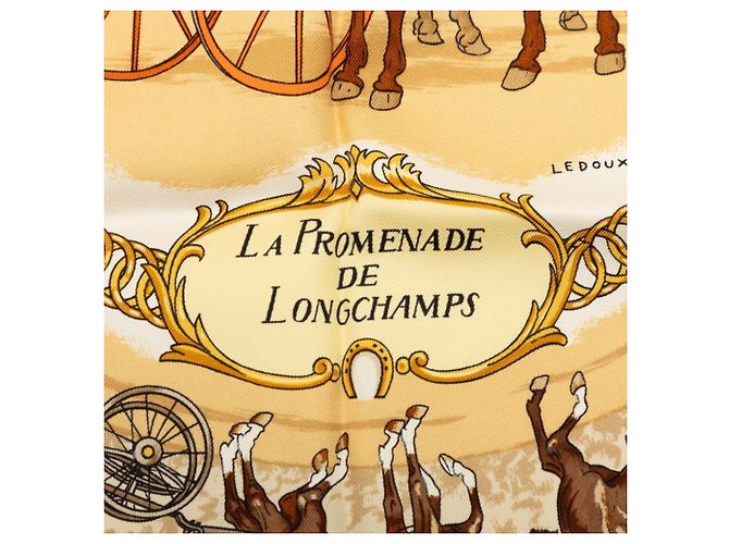 Hermès Sciarpa Hermes Carre 90 LA PROMENADE DE LONGCHAMPS Marrone Multicolore - vista 5