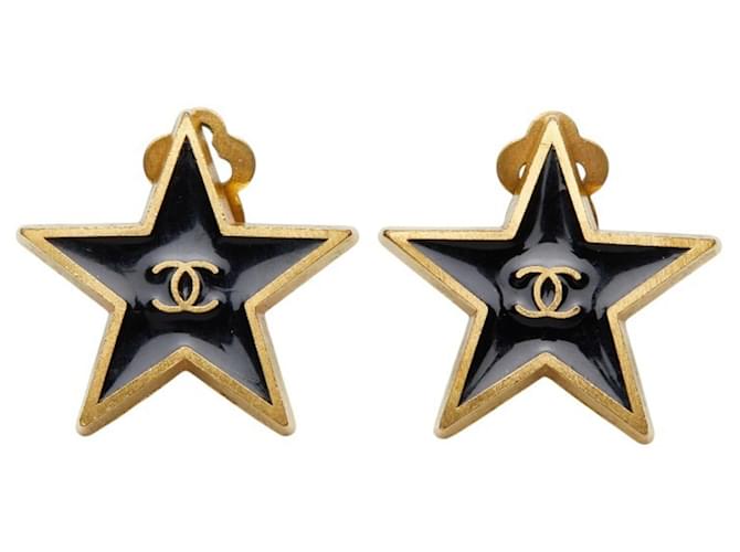 Orecchini Chanel Coco Mark Star Motif Nero D'oro - vista 2