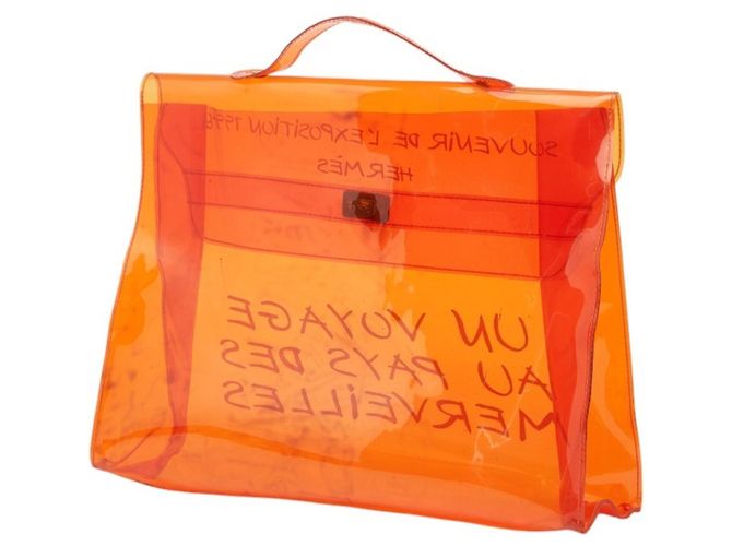 Hermès Borsa Tote Kelly in vinile Hermes Arancione - vista 2