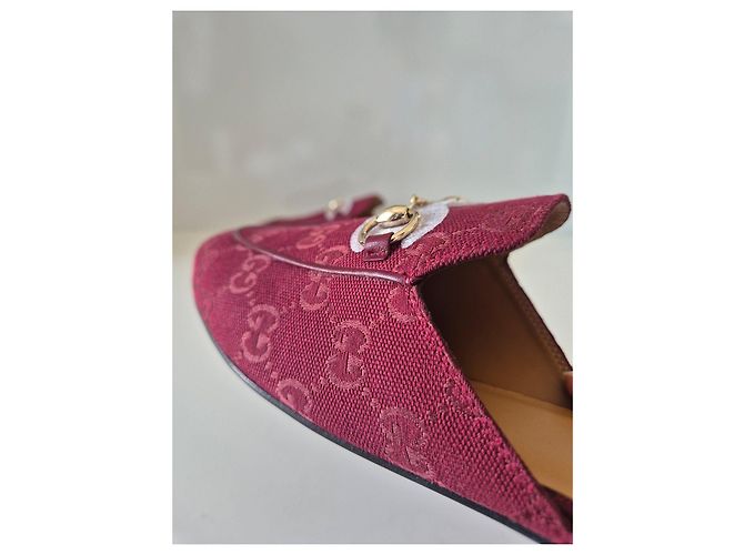 Gucci Princetown Mocassini GG Supreme Bordeaux Bordò - vista 12