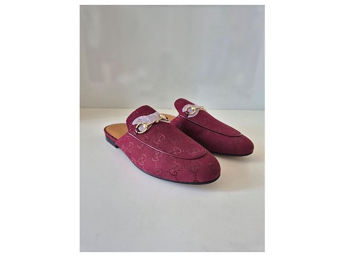 Gucci Princetown Mocassini GG Supreme Bordeaux Bordò - vista 2