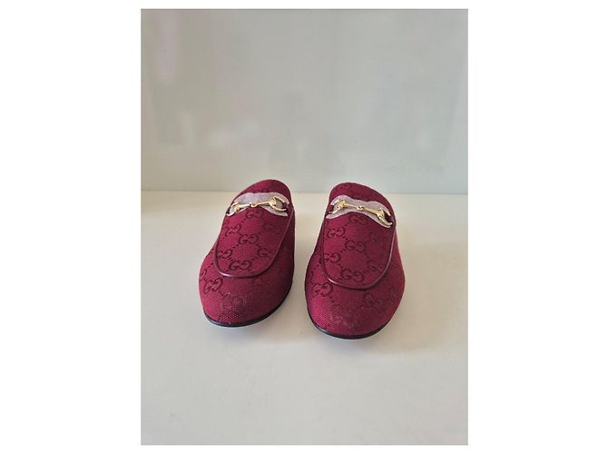 Gucci Princetown Mocassini GG Supreme Bordeaux Bordò - vista 3
