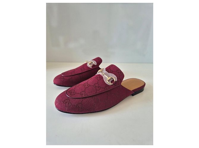 Gucci Princetown Mocassini GG Supreme Bordeaux Bordò - vista 4