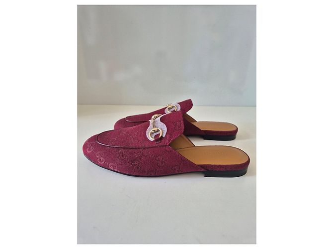Gucci Princetown Mocassini GG Supreme Bordeaux Bordò - vista 5