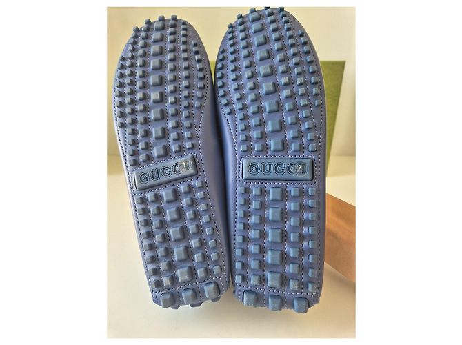 Mocassini Gucci Moccain Leather R.S. in pelle blu - vista 10