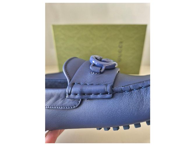 Mocassini Gucci Moccain Leather R.S. in pelle blu - vista 11