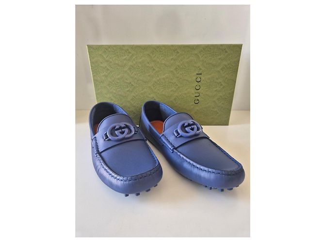 Mocassini Gucci Moccain Leather R.S. in pelle blu - vista 2