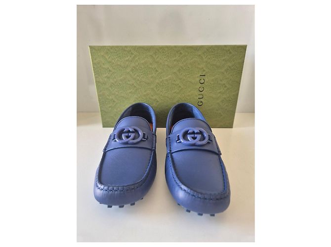 Mocassini Gucci Moccain Leather R.S. in pelle blu - vista 3